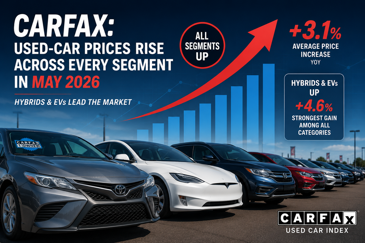 CARFAX: Used-Car Prices Rise Across Every Segment in May 2026